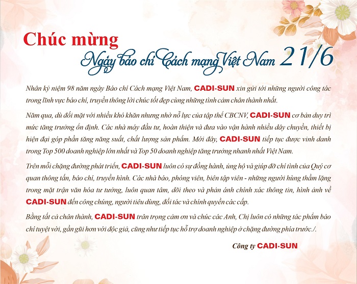 CADI-SUN chúc mừng ngày Báo chí Cách mạng Việt Nam 21/6